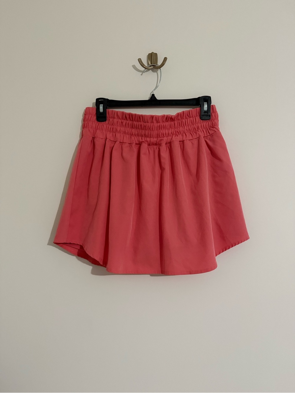 Women's Coral Pink Mini Skort with Elastic Waist